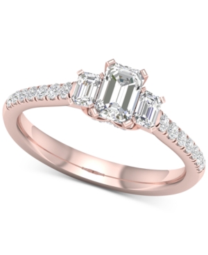 image of Diamond Emerald-Cut Engagement Ring (1 ct. t.w.) in 14k Rose Gold