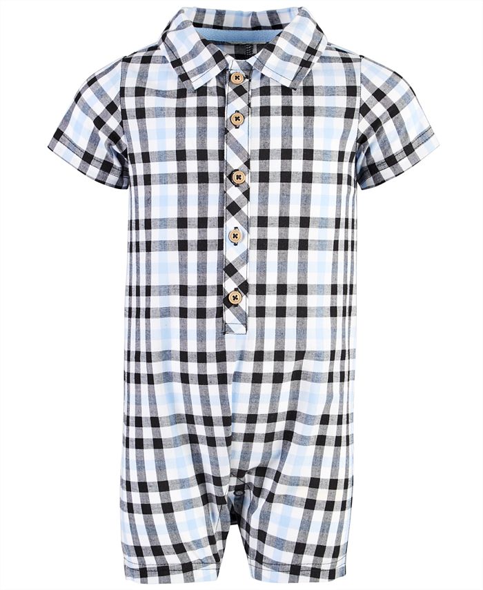 First Impressions Baby Boys Cotton Plaid Romper, Created for Macy's