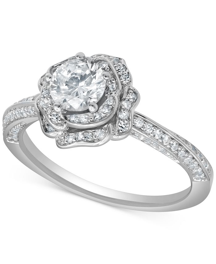Marchesa Certified Diamond Vintage Inspired Rose Engagement Ring