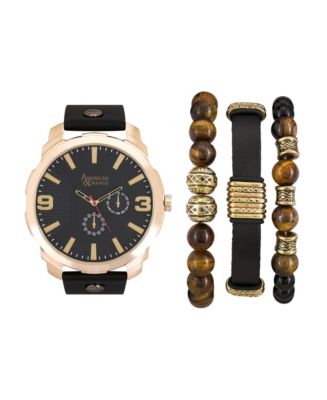 Macys American Exchange Gold Black Watch Kit with Bracelets