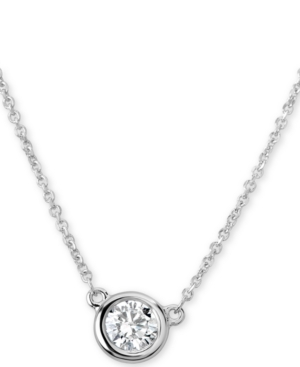 image of Certified Diamond Bezel Pendant Necklace (3/8 ct. t.w.) in 14k White Gold, 16