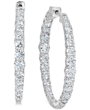 image of Certified Diamond Medium Graduated In & Out Hoop Earrings (6 ct. t.w.) in 14k White Gold, 1.5