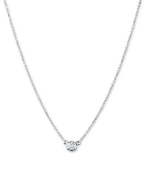 image of Diamond Bezel-Set Adjustable Pendant Necklace (1/6 ct. t.w.) in 14k White Gold