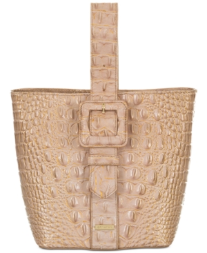 BRAHMIN MELBOURNE EMBOSSED LEATHER LUXE FAITH BUCKET BAG