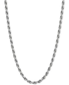 Rope Link Chain Necklace 18"-24" In Sterling Silver or 18k Gold-Plated Sterling Silver (2-3/4mm)
