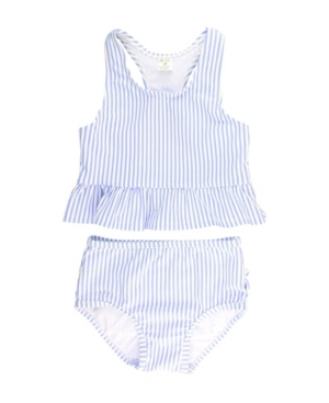 image of Rufflebutts Baby Girl-s Peplum Tankini Swimsuit Swim Headband Set, 2 Piece