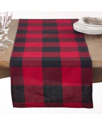 Cotton Table Runner with Buffalo Plaid Pattern, 16" x 72"