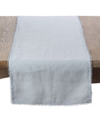 Pom Pom Design Linen Dining Room Table Runner