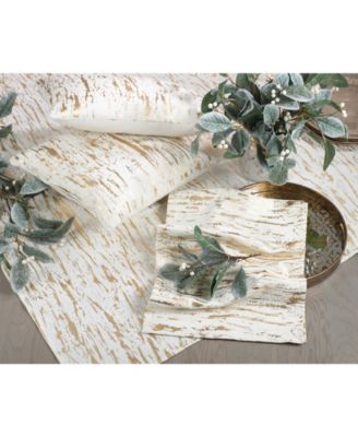 Distressed Foil Metallic Design Glam Cotton Table Runner
