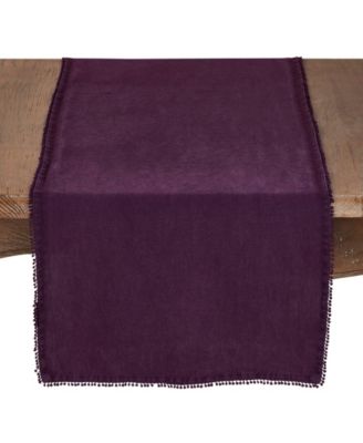 Pom Pom Design Linen Dining Room Table Runner