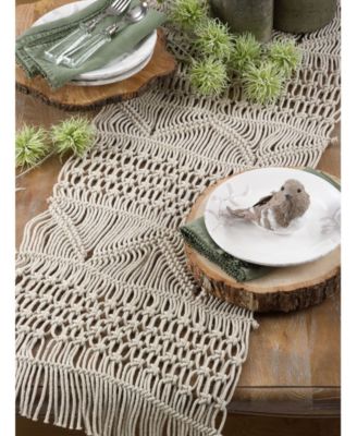 Cotton Table Runner with Macram&eacute; Design