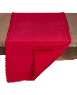 Pom Pom Design Linen Dining Room Table Runner