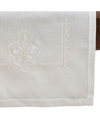 Saro Lifestyle Embroidered Runner with Fleur-De-Lis Design - Macy's