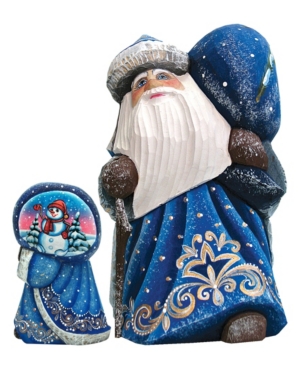 G.debrekht Woodcarved And Hand Painted Santa Snow Day Yuletide With Bag Figurine In Multi