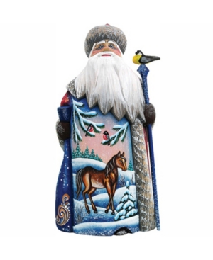 G.debrekht Woodcarved And Hand Painted Santa Woodland Pony Figurine In Multi