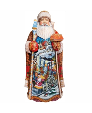 G.debrekht Woodcarved And Hand Painted Train Ride Santa Claus Figurine In Multi