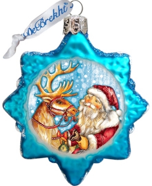G.debrekht Reindeer Santa Glass Ornament In Multi