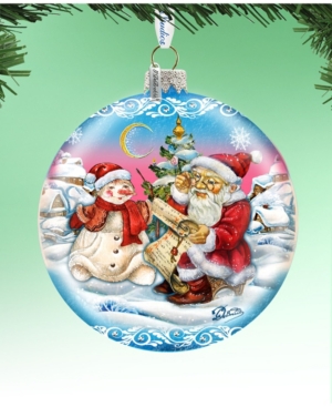 G.debrekht Limited Edition Oversized Retro Santa List Ball Glass Ornament In Multi