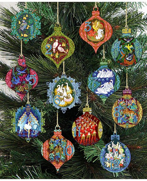 Designocracy 12 Days Of Christmas Set Of Wooden Ornaments Reviews Home Macy S