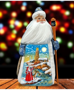 G.debrekht Woodcarved And Hand Painted Light House Wood-carved Santa Masterpiece In Multi