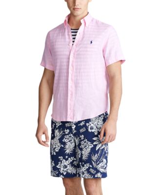 Men's Short-Sleeve Linen Button-Up