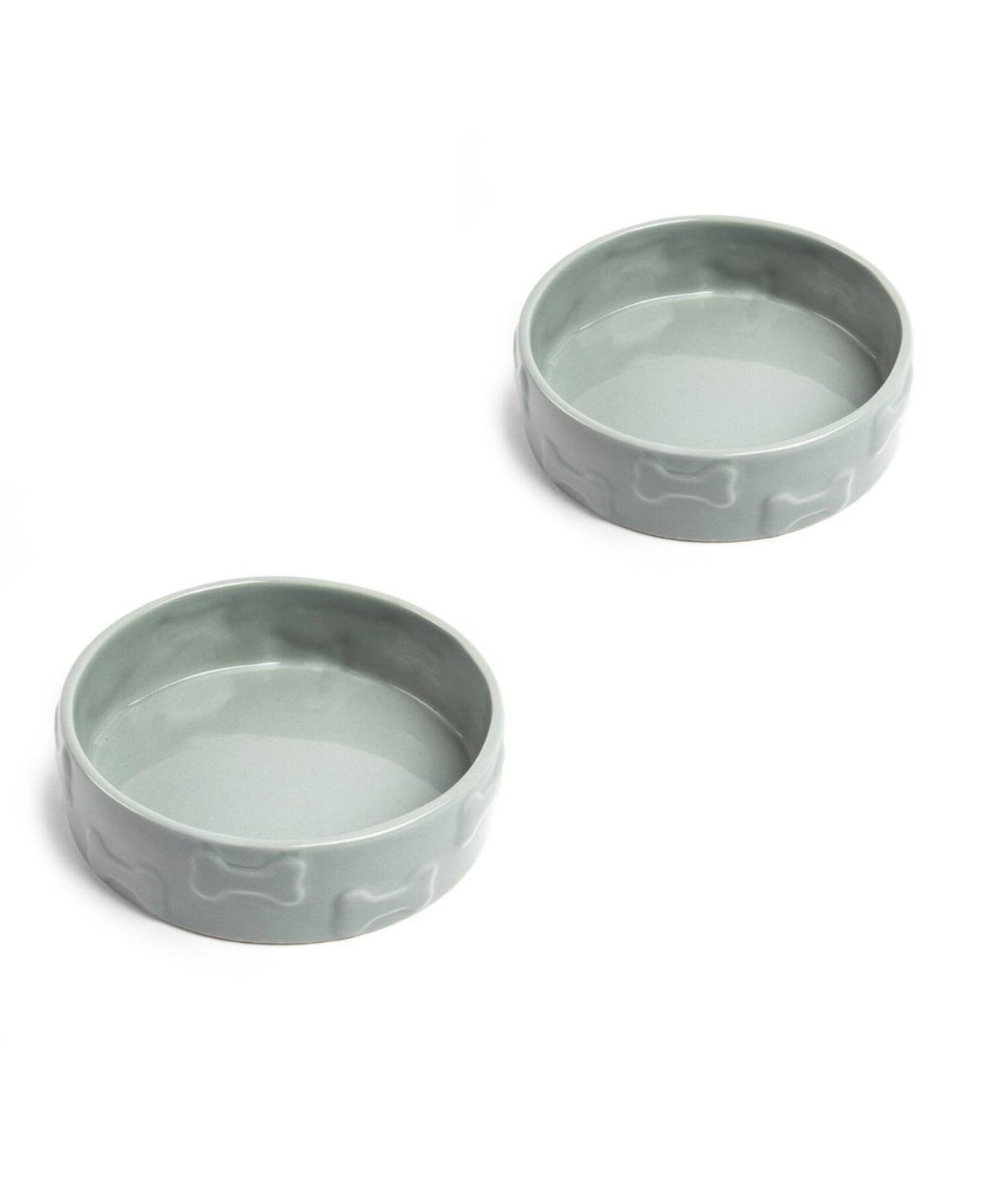 Set of two Manor Collection ceramic pet bowls - Grey