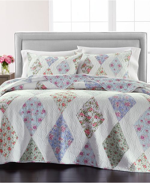 Martha Stewart Collection Reversible Diamond Floral Patchwork