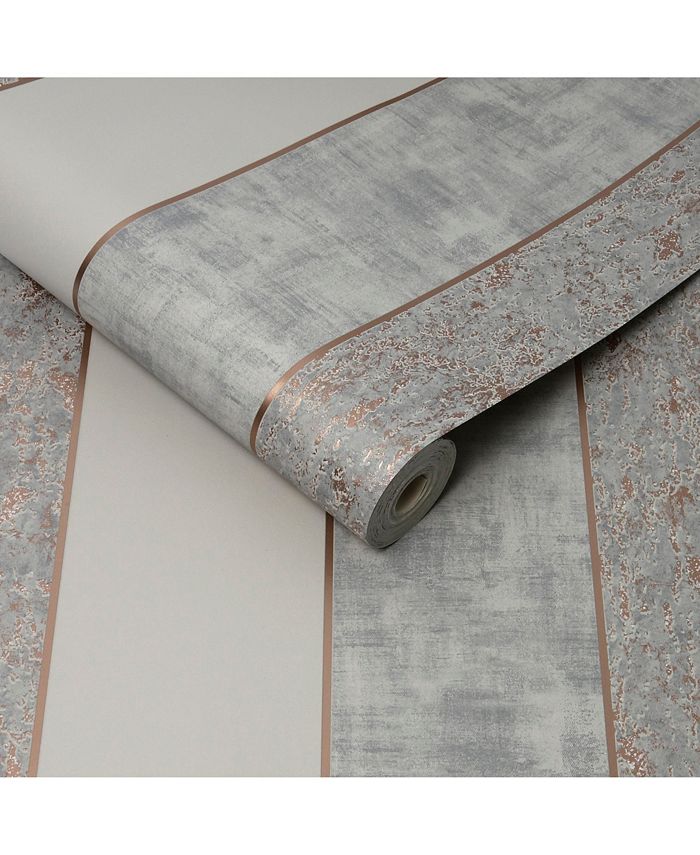Graham & Brown Milan Stripe Rose Gold and Grey Wallpaper & Reviews