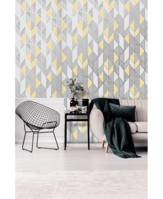 Graham & Brown - Milan Geo Yellow and Grey Wallpaper