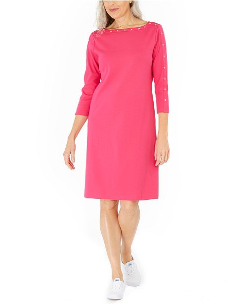 Karen Scott Petite Cotton Studded Swing Dress Created For Macy S