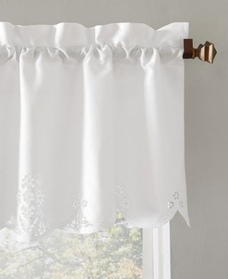 Mariela Floral Trim Semi-Sheer Rod Pocket Kitchen Curtain Valance
