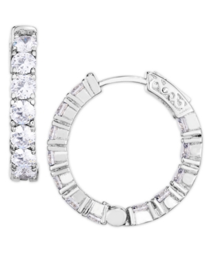 image of Cubic Zirconia Medium Hoop Earrings in Fine Silver Plate