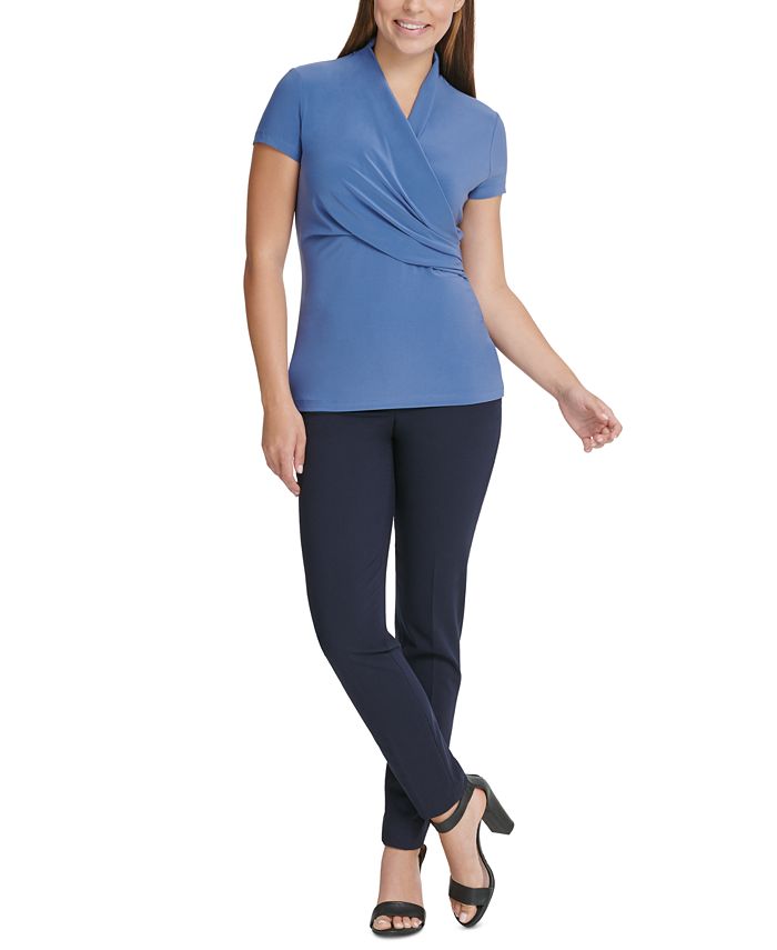 DKNY SurpliceNeck Ruched Top Macy's