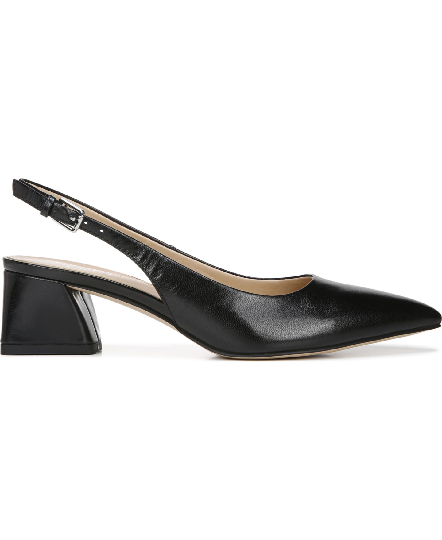 Женские туфли Franco Sarto Racer Pointed Toe Block Heel Slingback Pumps, цвет: Чёрный кожаный — фото 2