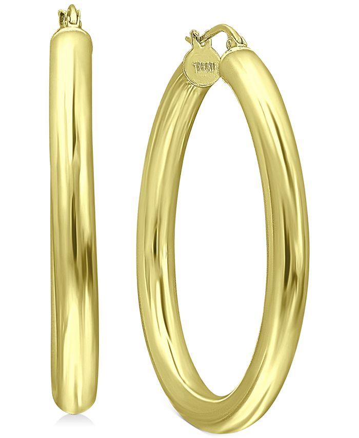 Giani Bernini Medium Polished Tube Hoop Earrings in 18k Gold 