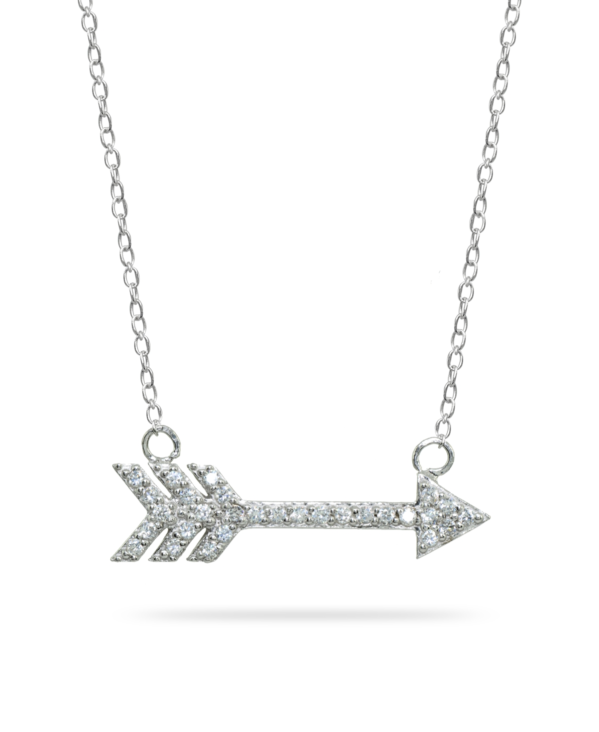 Cubic Zirconia Arrow Necklace in 18k Gold Plated Sterling Silver or Sterling Silver - Gold Over Sterling Silver