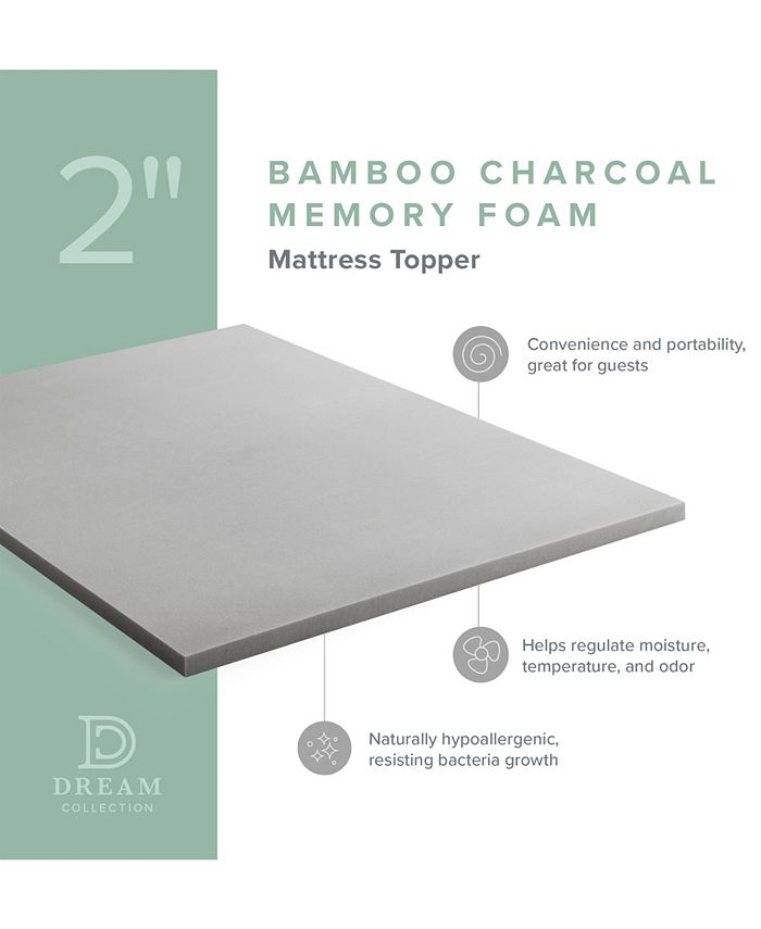 Lucid 2" Bamboo Charcoal Memory Foam Topper, Twin XL Macy's