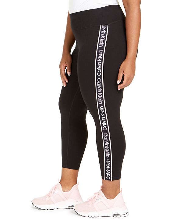 Calvin Klein Plus Size Logo-Side Cropped Leggings & Reviews - Pants & Leggings - Plus Sizes - Macy's