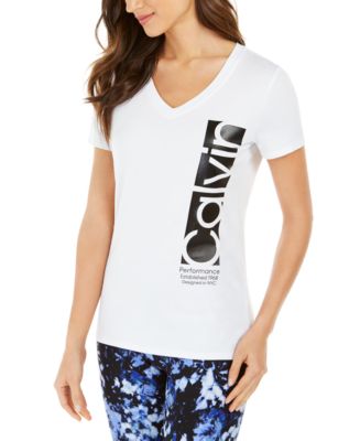 Calvin Klein Performance Logo V-Neck T-Shirt - Macy's