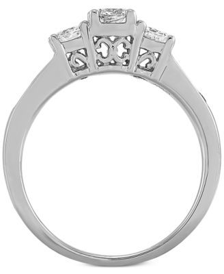 Diamond Three Stone Engagement Ring (1 ct. t.w.) in 14k White Gold