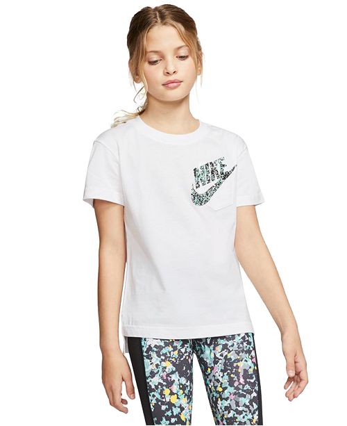 Nike Big Girls Cotton Logo Pocket T Shirt Reviews Shirts