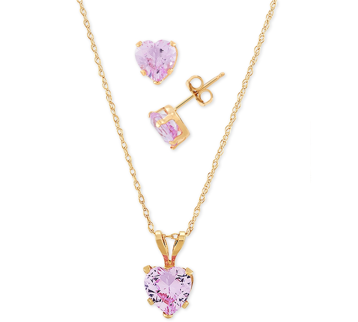 Shop Macy's 2-pc. Set Blue Topaz Heart Pendant Necklace & Matching Stud Earrings (2-3/4 Ct. T.w.) In 10k Gold (a In Pink Sapphire