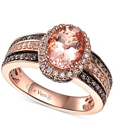 Peach Morganite (1-1/3 ct.-t.w.) & Diamond (5/8 ct. t.w.) Ring in 14k Rose Gold