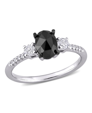 image of Black and White Diamond (1 1/5 ct. t.w.) 3-Stone Engagement Ring in 14k White Gold
