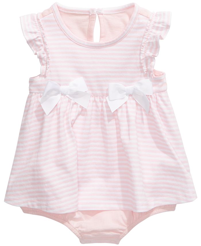 First Impressions Baby Girls Striped Bow Skirted Romper, Created for ...