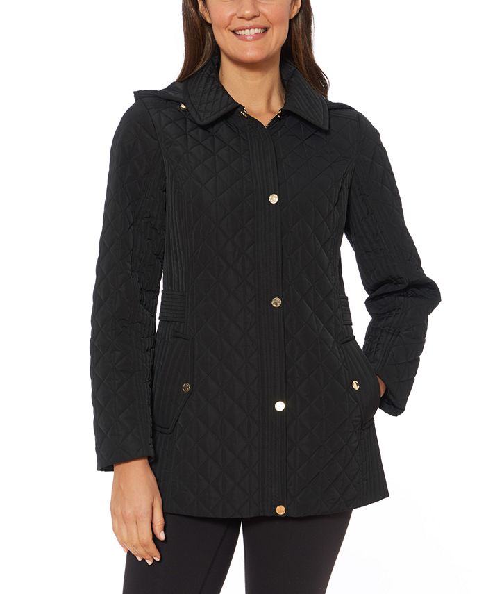 Jones New York Water-Resistant Hooded Quilted Jacket - Macy's