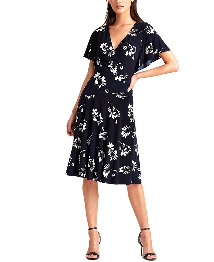 Lauren Ralph Lauren Floral Flutter-Sleeve Dress - Macy's