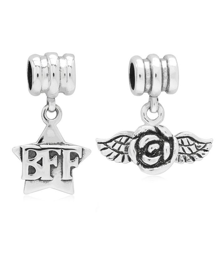 Rhona Sutton - Children's BFF Rose Drop Charms - Set of 2 in Sterling Silver