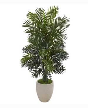 Nearly Natural 53in. Areca Palm Artificial Plant In Sand Colored Planter In Green