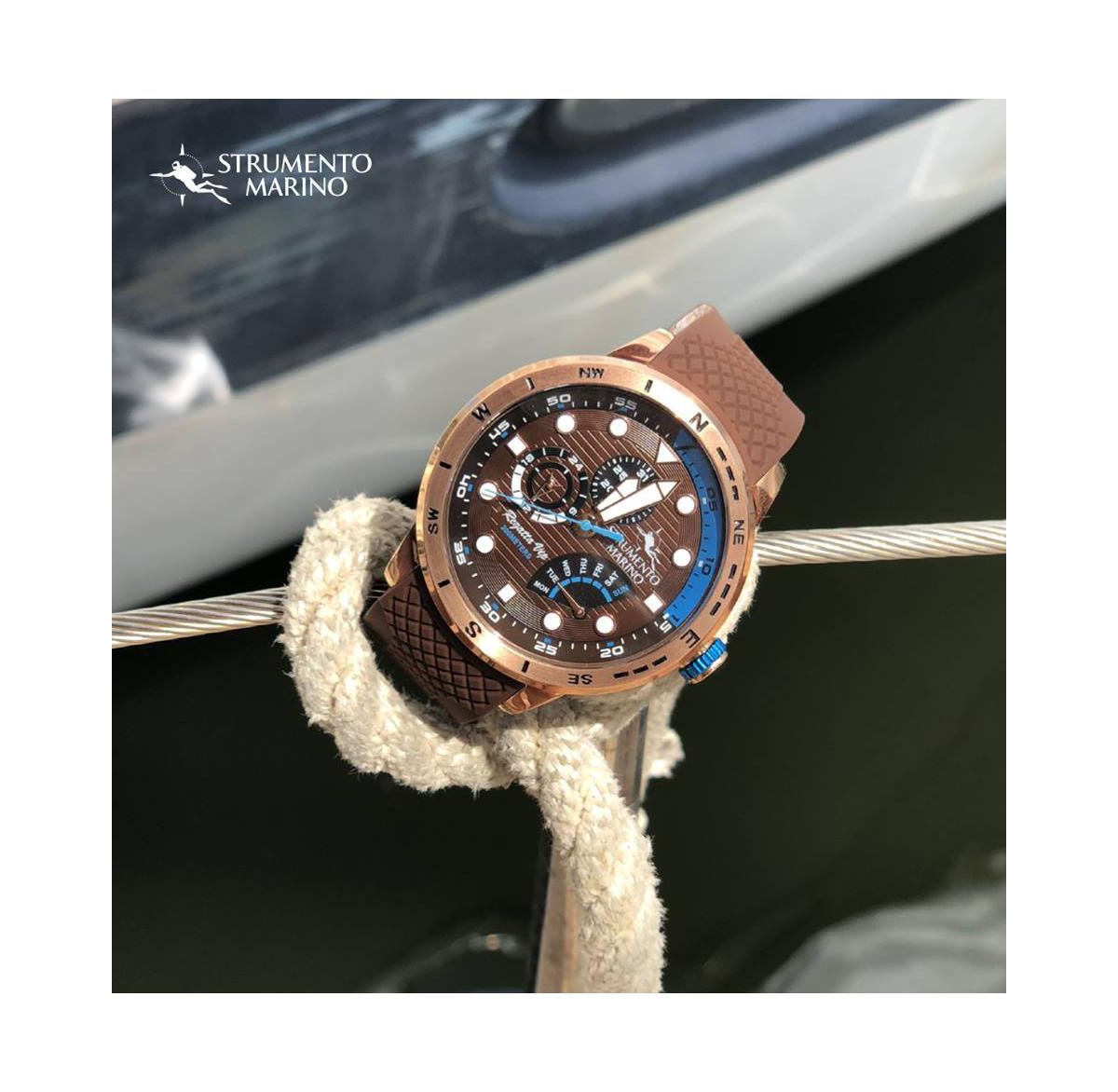Shop Strumento Marino Men's Regatta Vip Day Retrograde Brown Performance Timepiece Watch 46mm